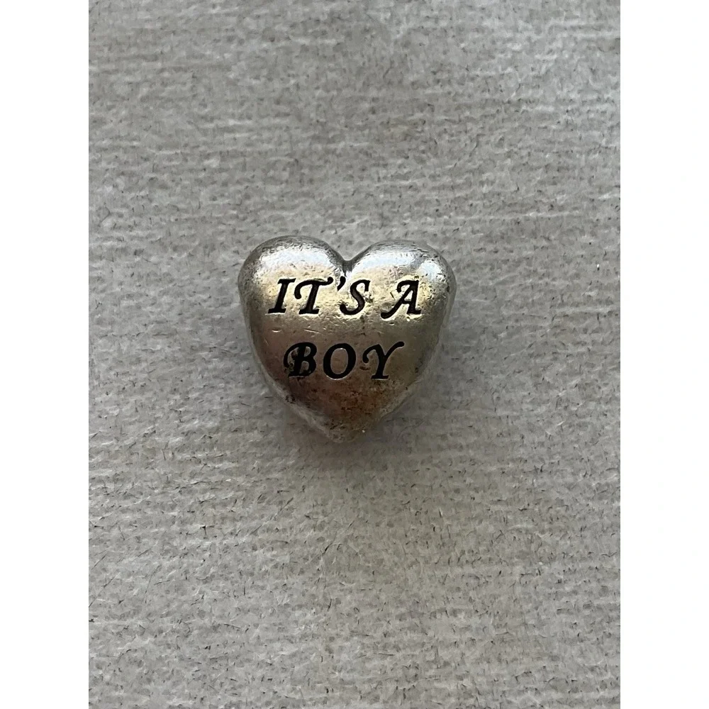 Pandora Baby Boy Charm  ALE 925 Sterling Silver Heart Blue Stone